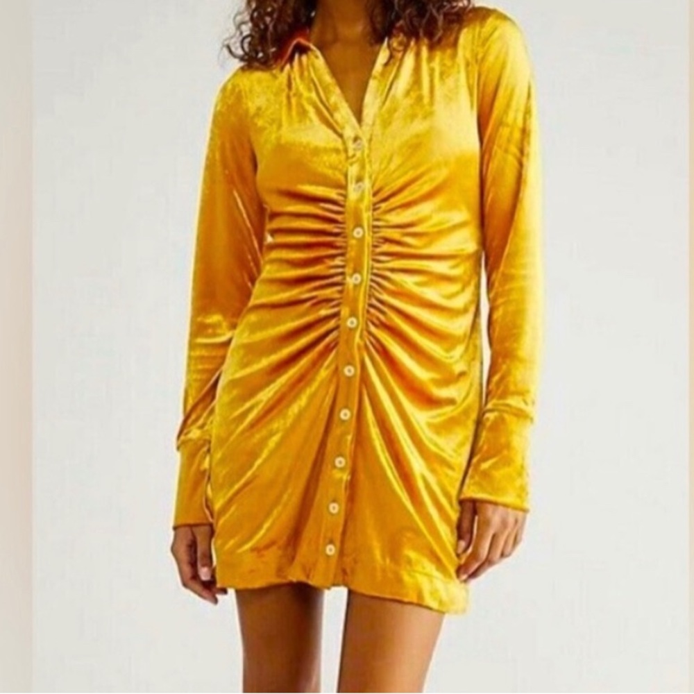 NEW Free People Shayla Velour Button Down Long Sleeve Dress Size Small